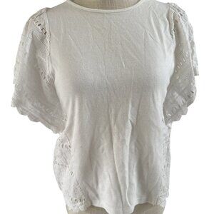 Calligraphie Womens White Lace Sleeve Blouse Size S Made In Vietnam